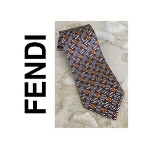 Fendi 100% Silk “F” Monogram Multicoloured Tie